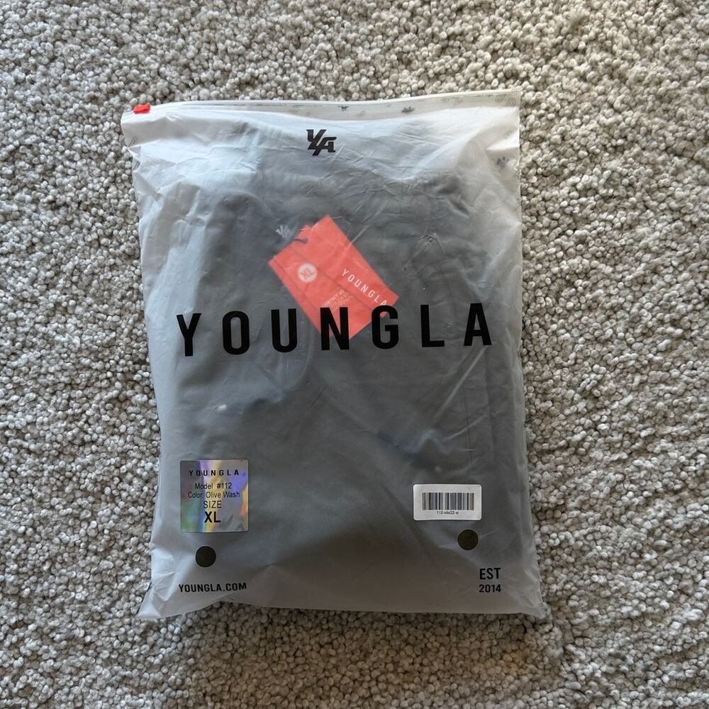 Men's YoungLA 112 CottonGymShorts, XL, NWT, OliveWash - Picture 8 of 8